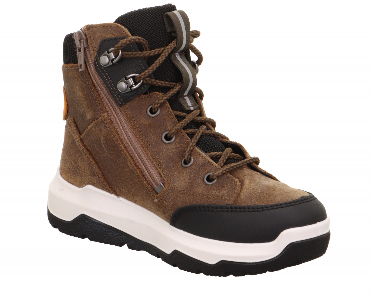 SPACE - Braun/Orange Boots mit Reißverschluss
