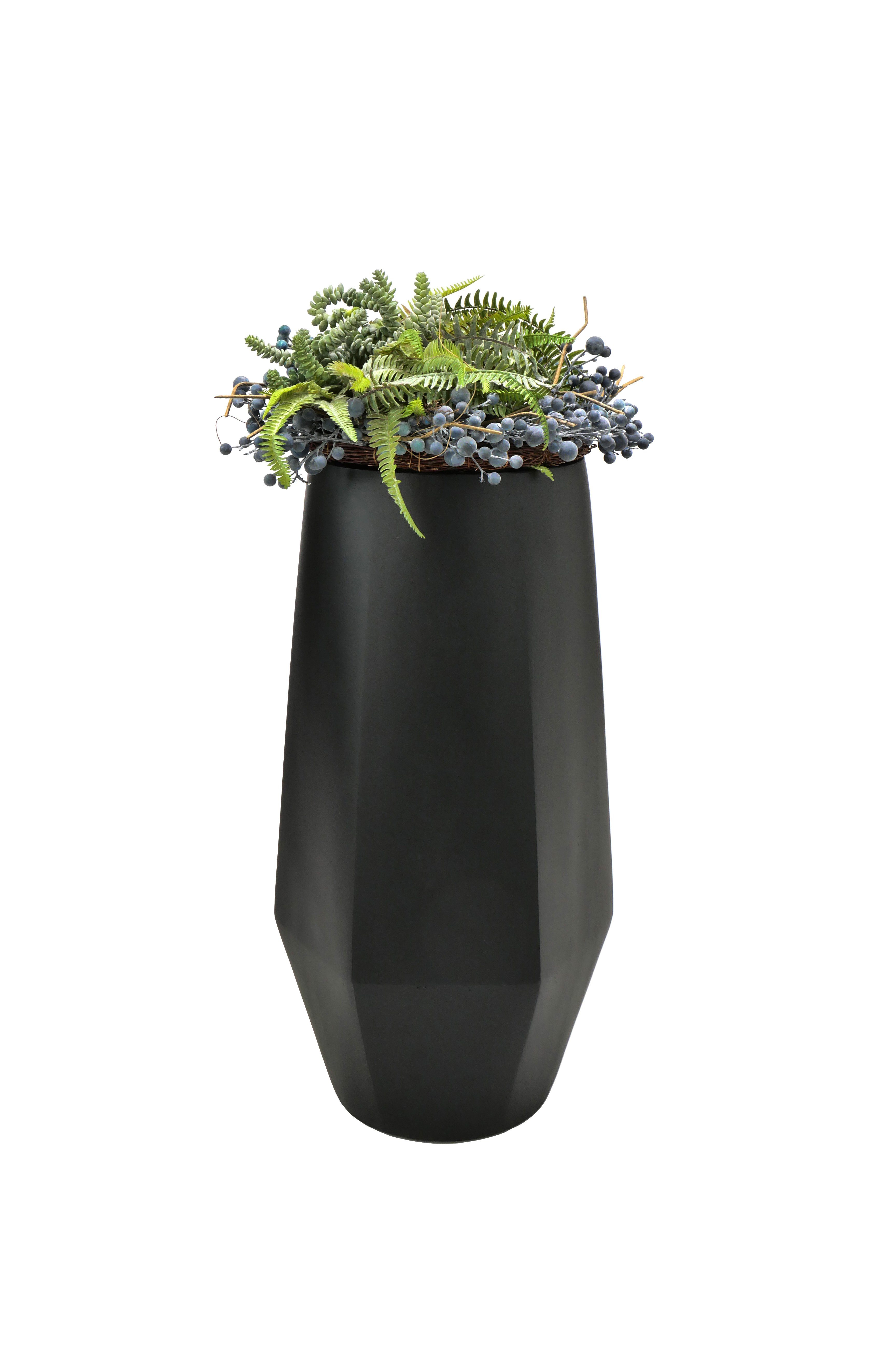 Flingora Bodenvase Nelson, mit Einsatz - Fiberglas - Indoor & Outdoor - Samtschwarz - Höhe 75 cm