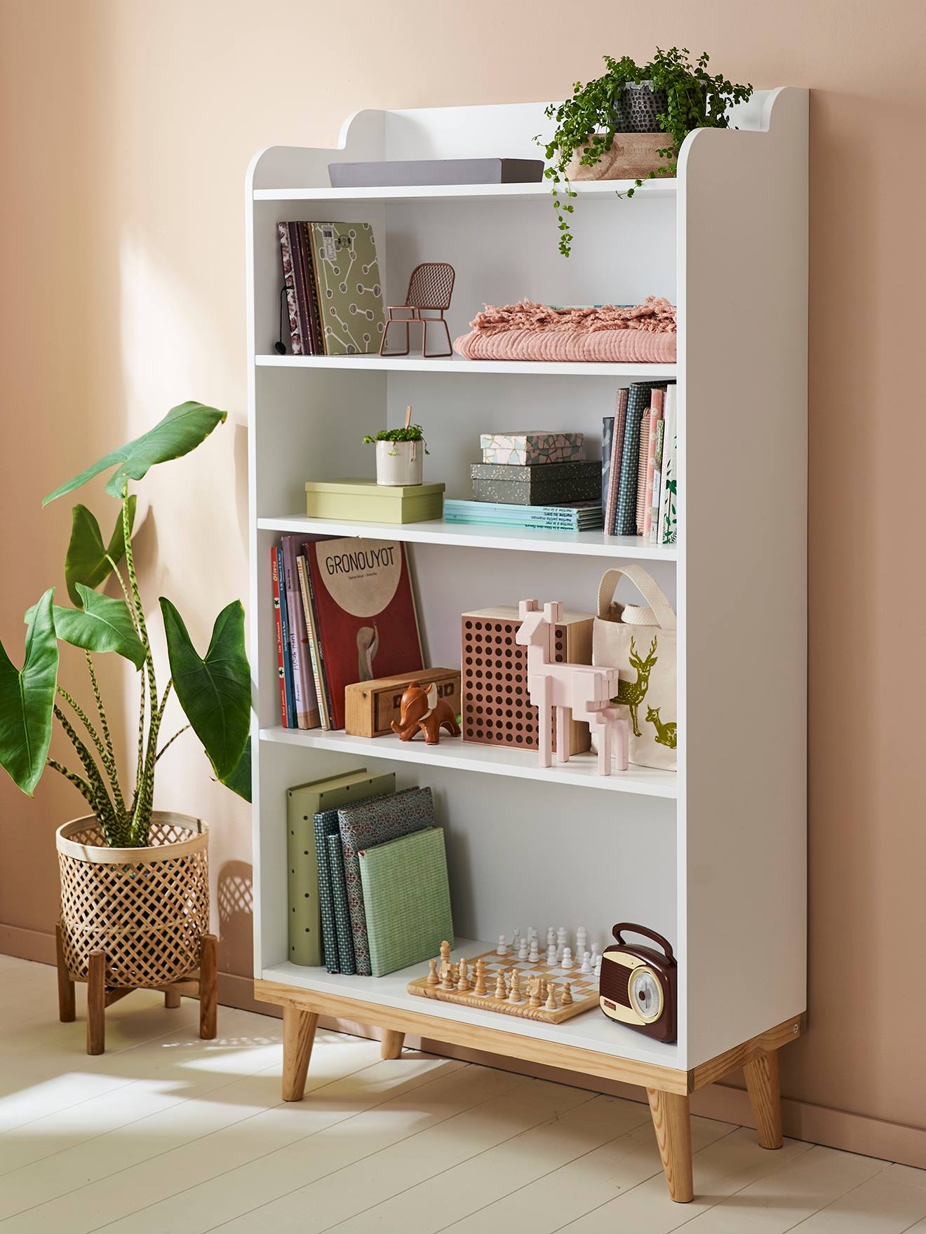 Vertbaudet Kinderzimmer Bücherregal ROMANCE - weiß/natur