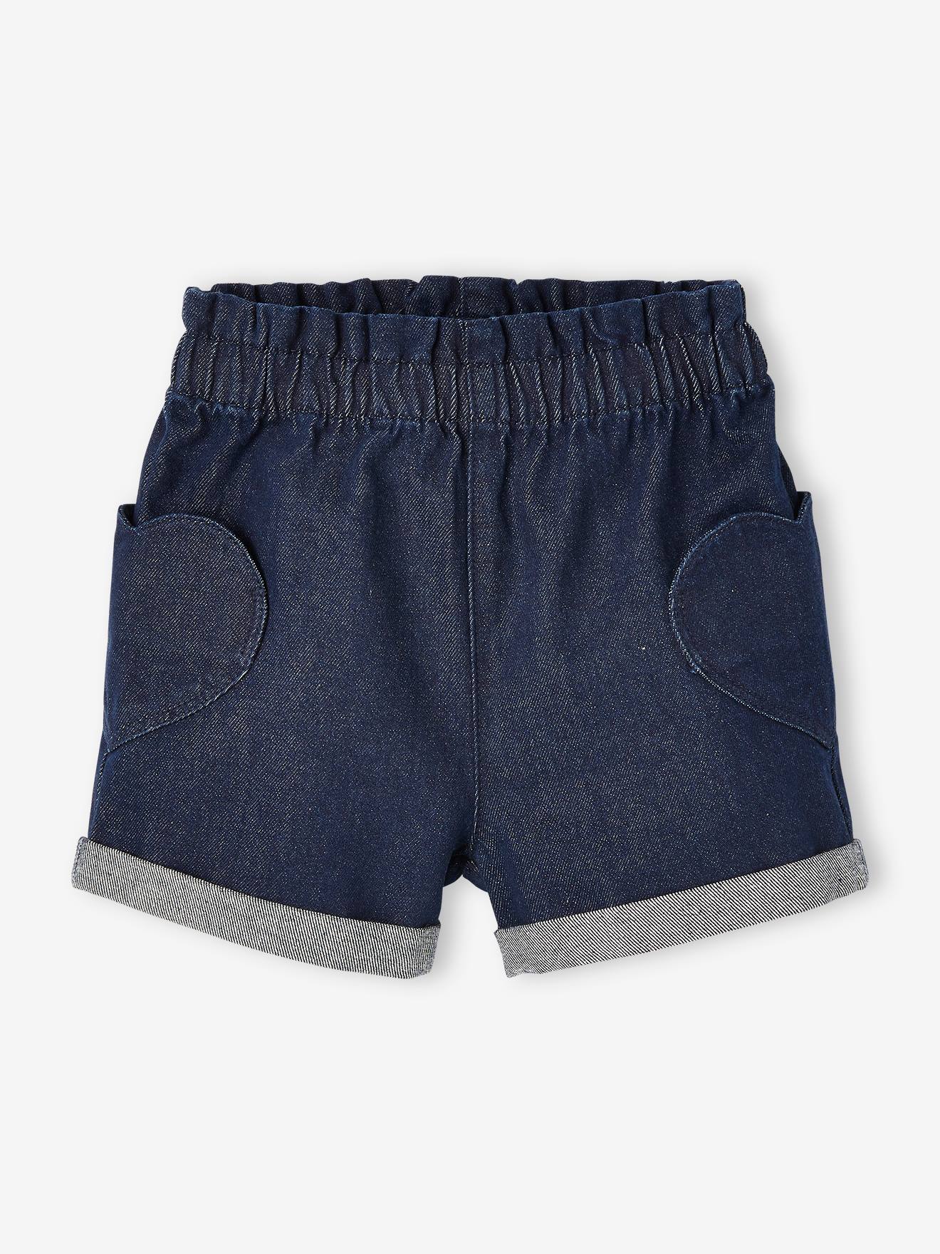 Short en jean style paperbag fille stone