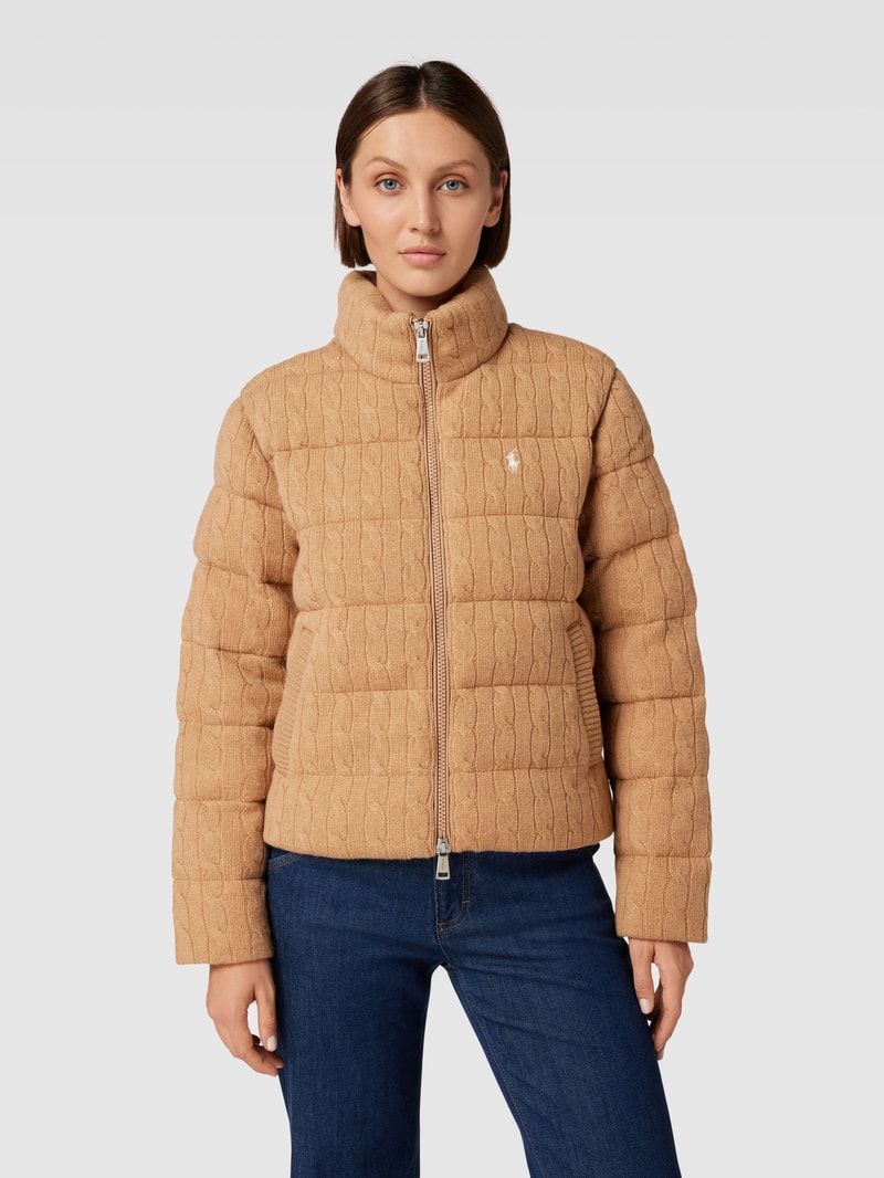 Steppjacke mit Zweiwege-Reißverschluss in cognac