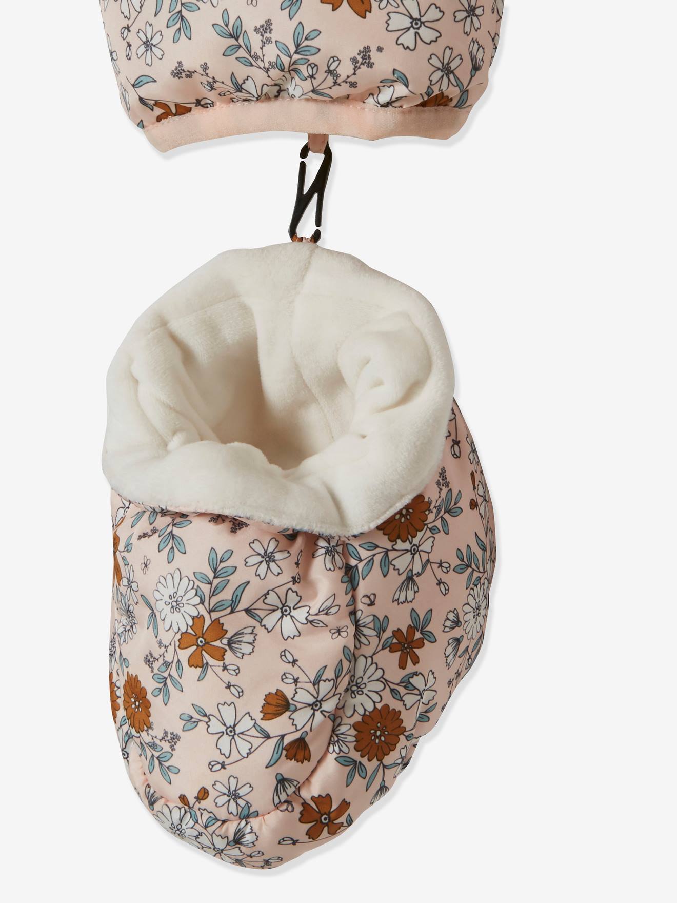 Vertbaudet Mädchen Baby Winter-Overall, Blumen, Recycling-Polyester - zartrosa bedruckt