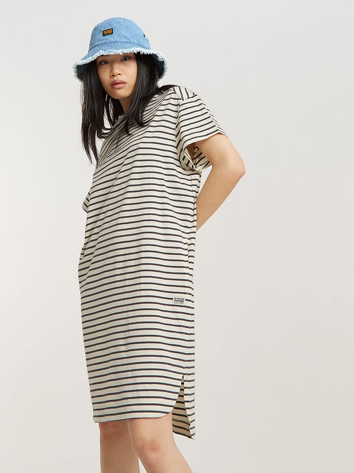 G-Star Kleid in Creme/ Schwarz günstig kaufen