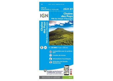 Carte IGN Chaîne des Puys 2531ET