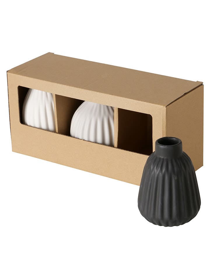Boltze 3er-Set: Vasen ''Esko'' in Beige/ Schwarz - (H)11 cm günstig kaufen onesize
