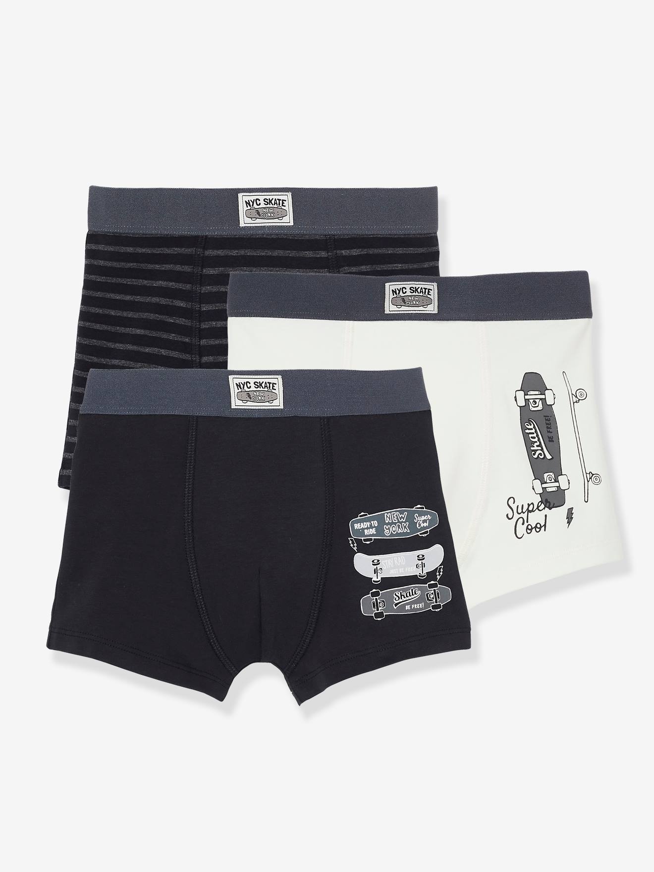 Lot de 3 boxers stretch garçon Skate lot noir