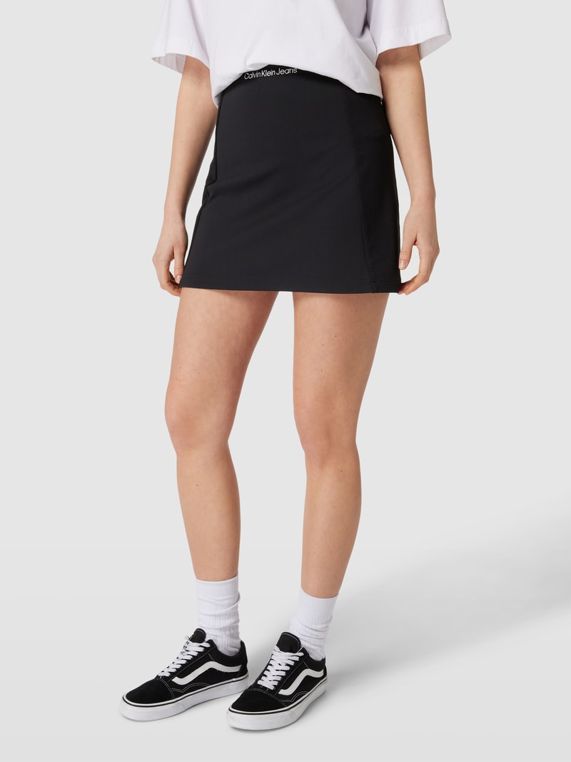 Minirock mit Label-Stitching Modell 'IB MIX MILANO A-LINE' in schwarz