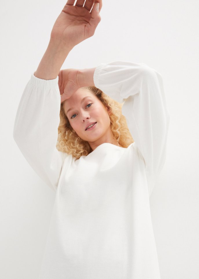Sweatkleid mit Ballonärmeln und Schlitz
