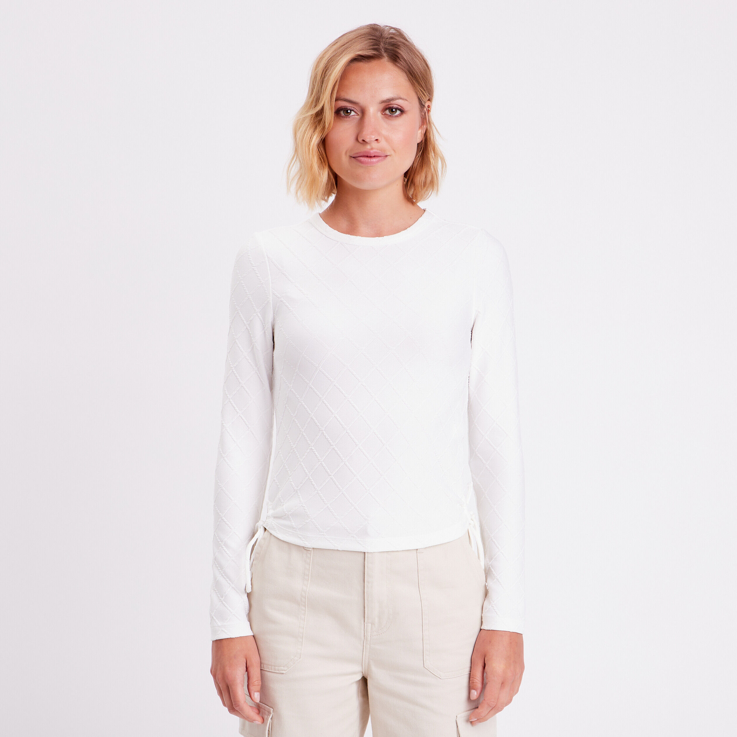 T-shirt avec noeuds ecru femme | Cache Cache