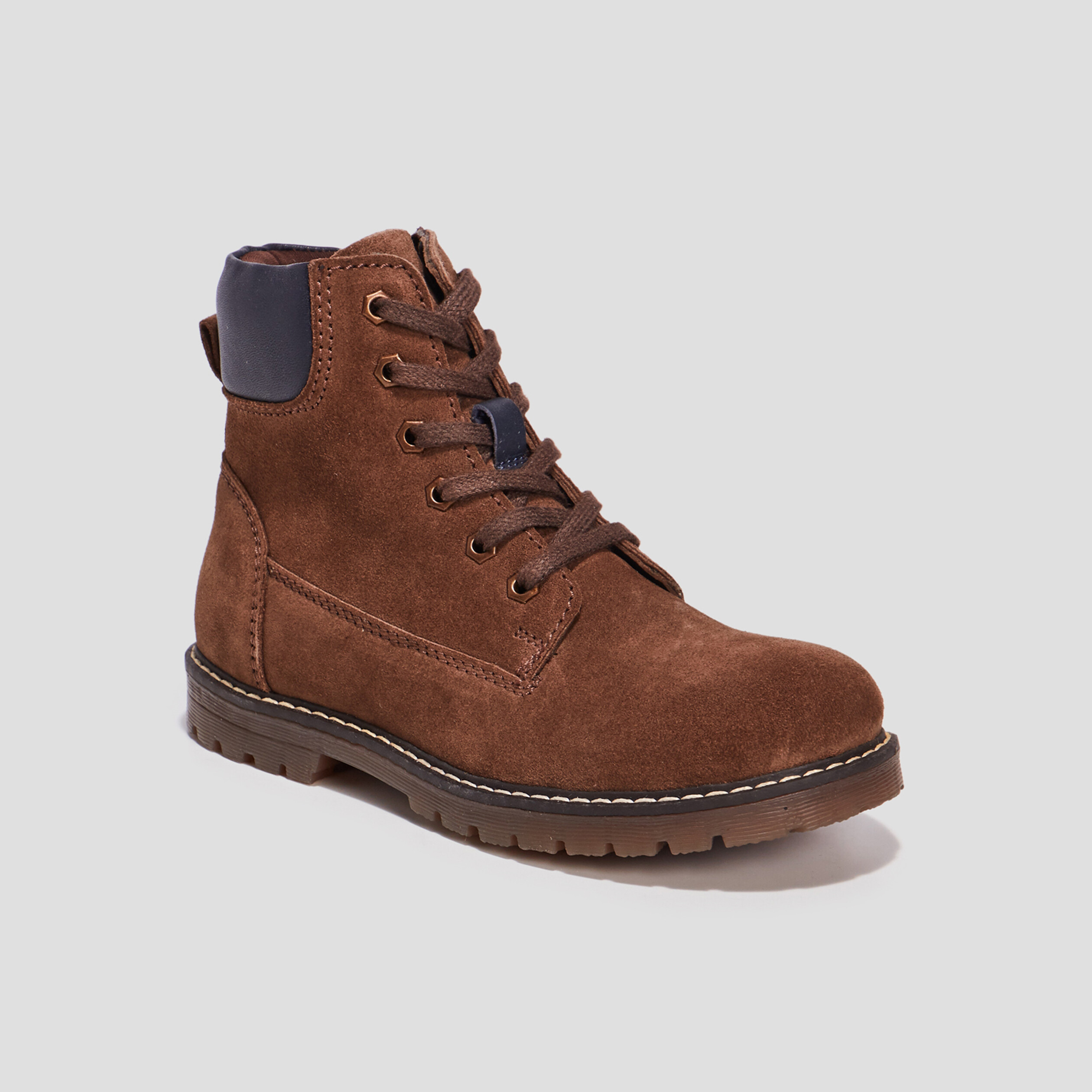 Bottines crantées en cuir marron garçon | La Halle