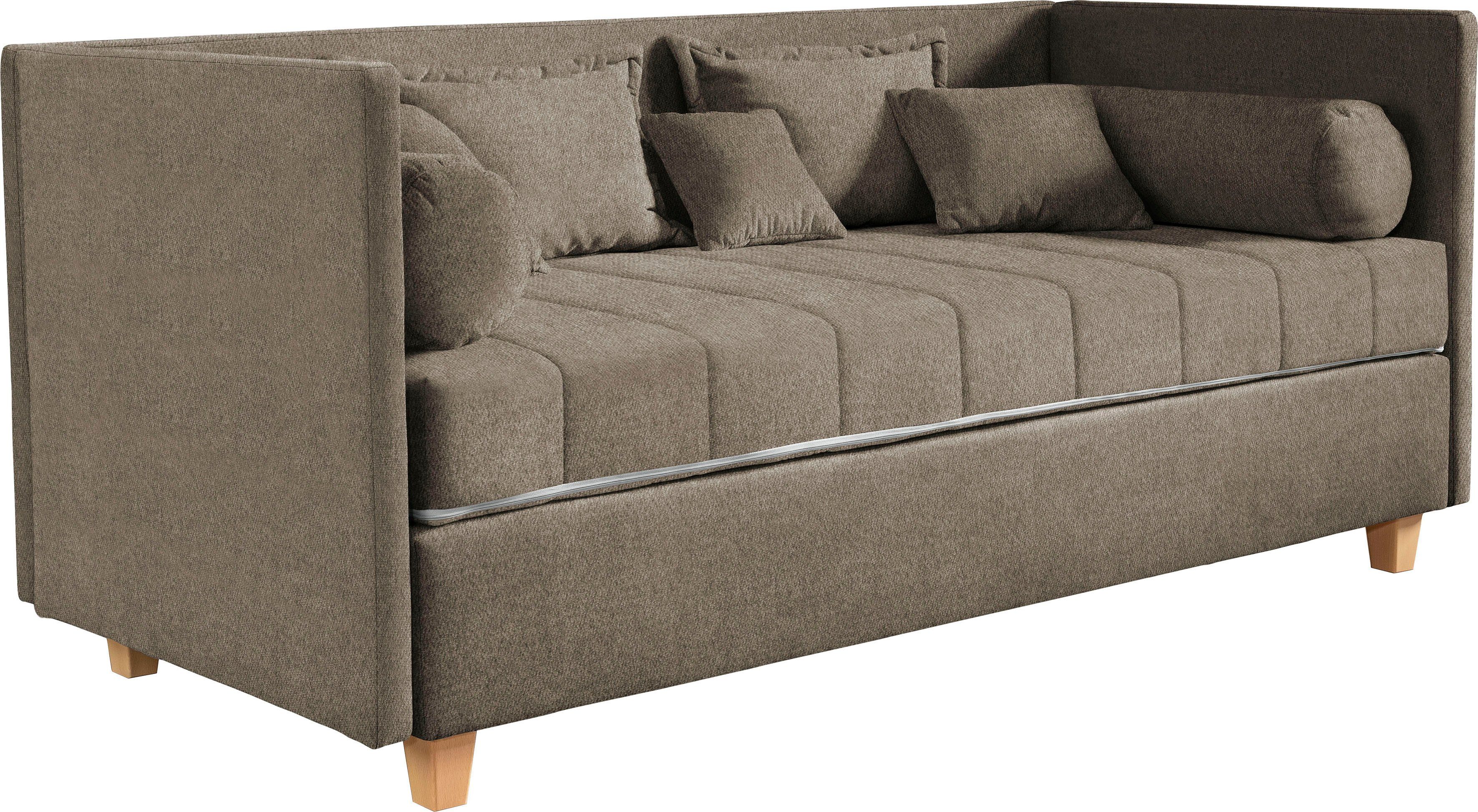 ADA trendline Schlafsofa Kona, 7-Zonen Taschenfederkernmatratze, Zierkissen-Set und Schlummerrollen