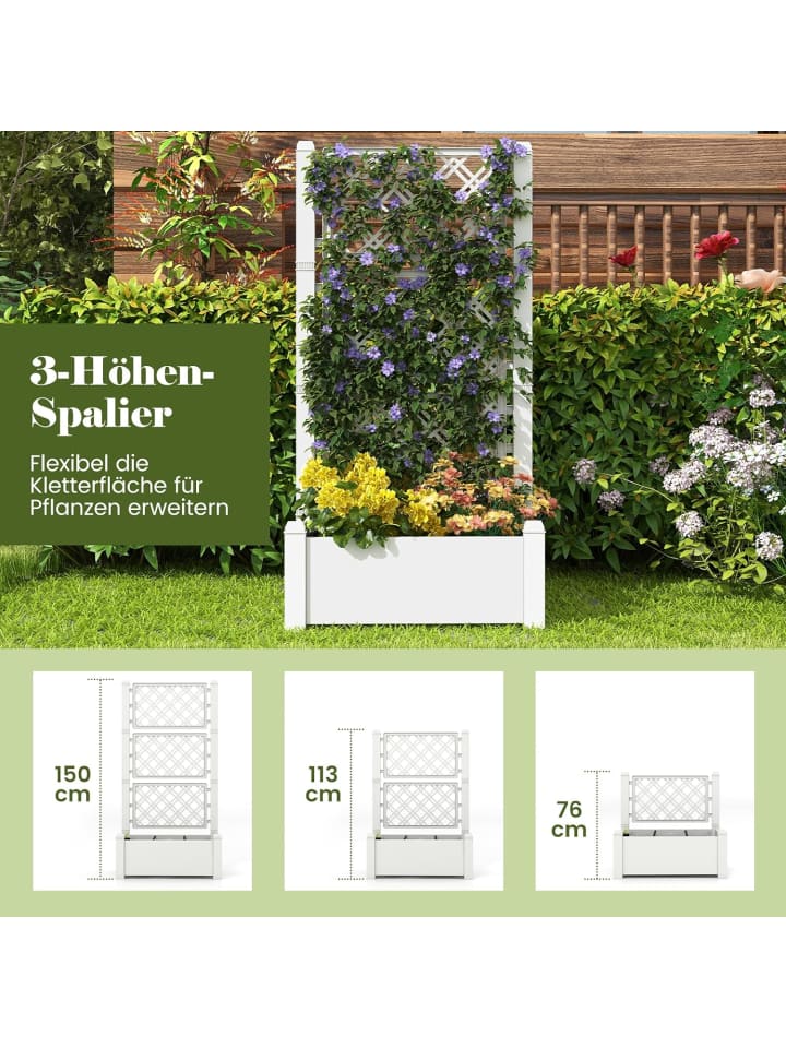 COSTWAY Hochbeet mit Rankgitter 76x45x150cm in Weiß günstig kaufen onesize