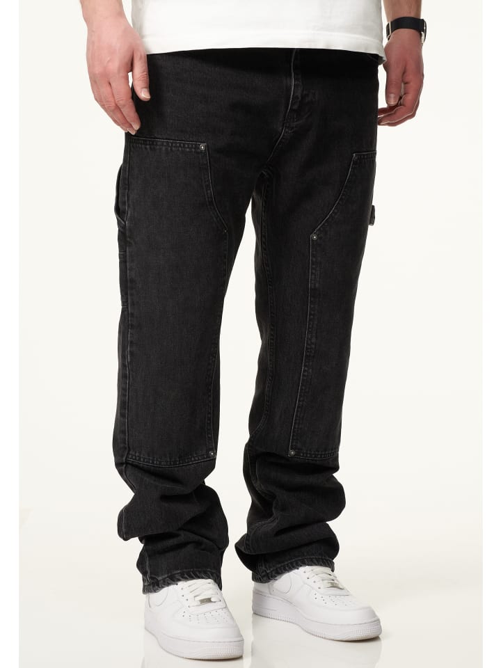 DAILY COTTON Jeans - DCPONTON Lange Carpenter Hose Straight-Fit Loose-Fit in Washed Black günstig kaufen