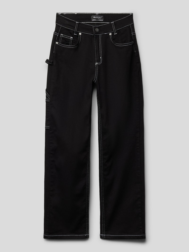 Jeans mit Zierschlaufen in schwarz