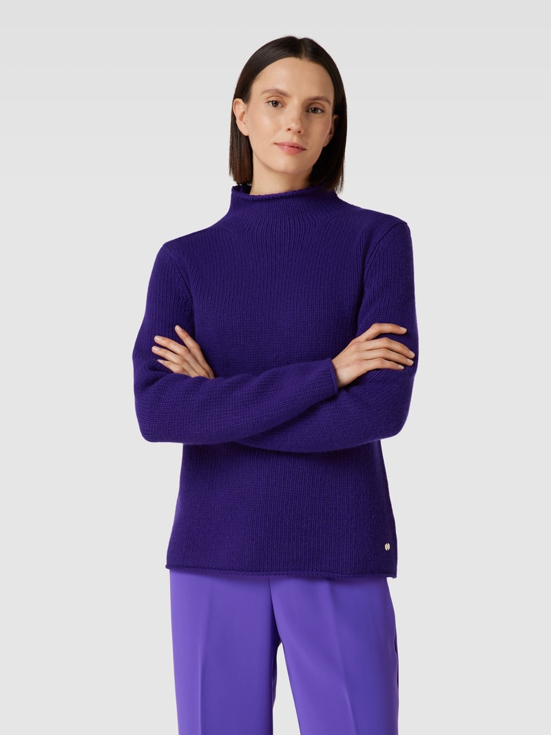 Strickpullover mit Stehkragen Modell 'Basic' in lila