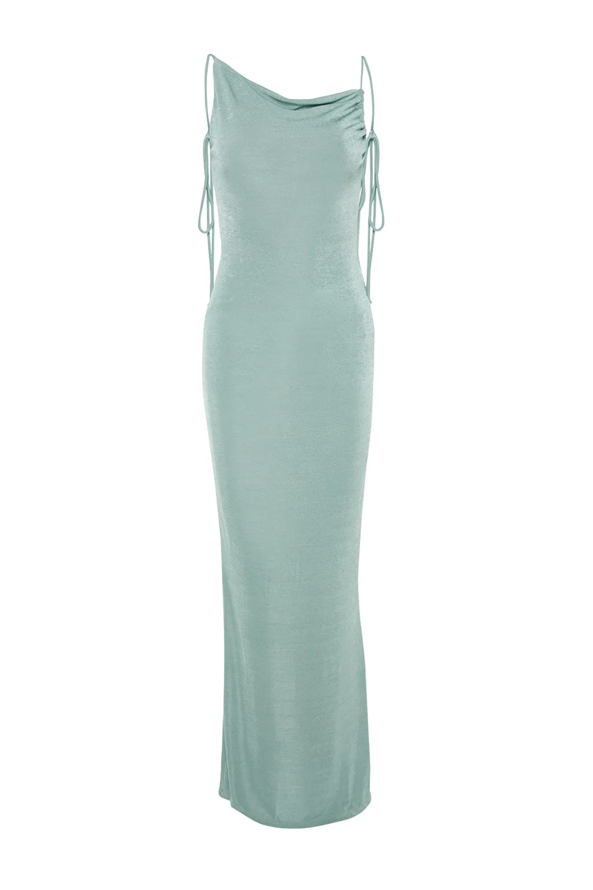 Trendyol Collection  Mintgrünes langes Abendkleid aus Strick TPRSS23AE00057