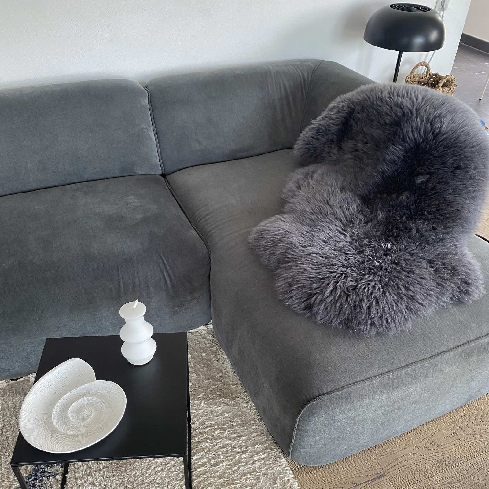 Fellteppich, Hollert, Australisches Merino Lammfell Grau Schaffell Echtfell Teppich Läufer