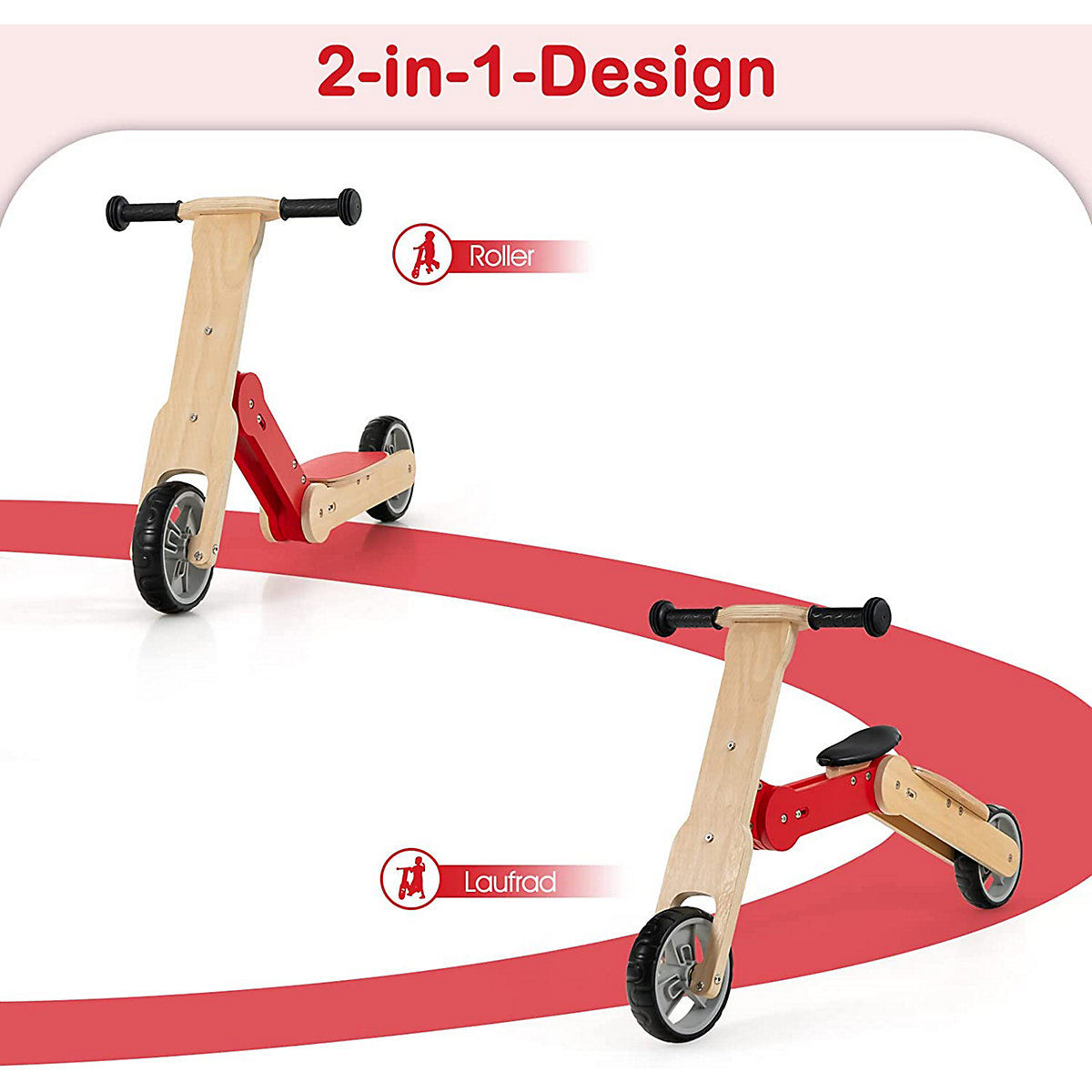 2 in 1 Laufrad & Roller mit abnehmbarem Sitz & Eva-Rädern
