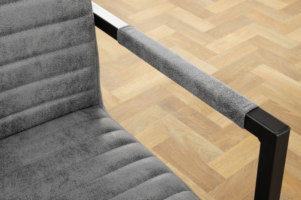 riess-ambiente Freischwinger LOFT vintage grau / schwarz (Einzelartikel, 1 St), Esszimmer · Microfaser · Metall · mit Armlehne · Industrial