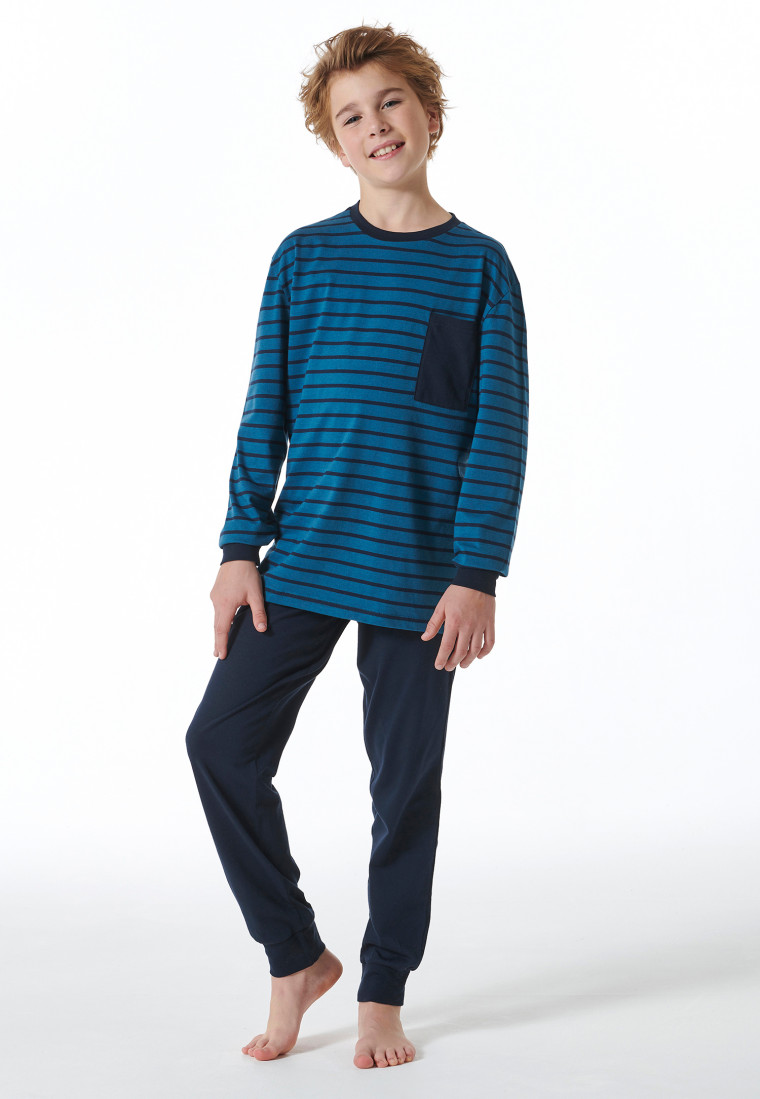 Schlafanzug lang Streifen mineral - Nightwear