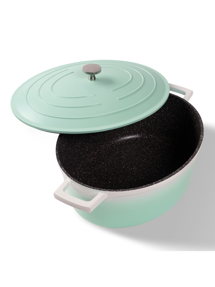 Stoneline Cocotte Bräter Oval 32x25 cm | mit Deckel in Mint günstig kaufen Ø 32 cm