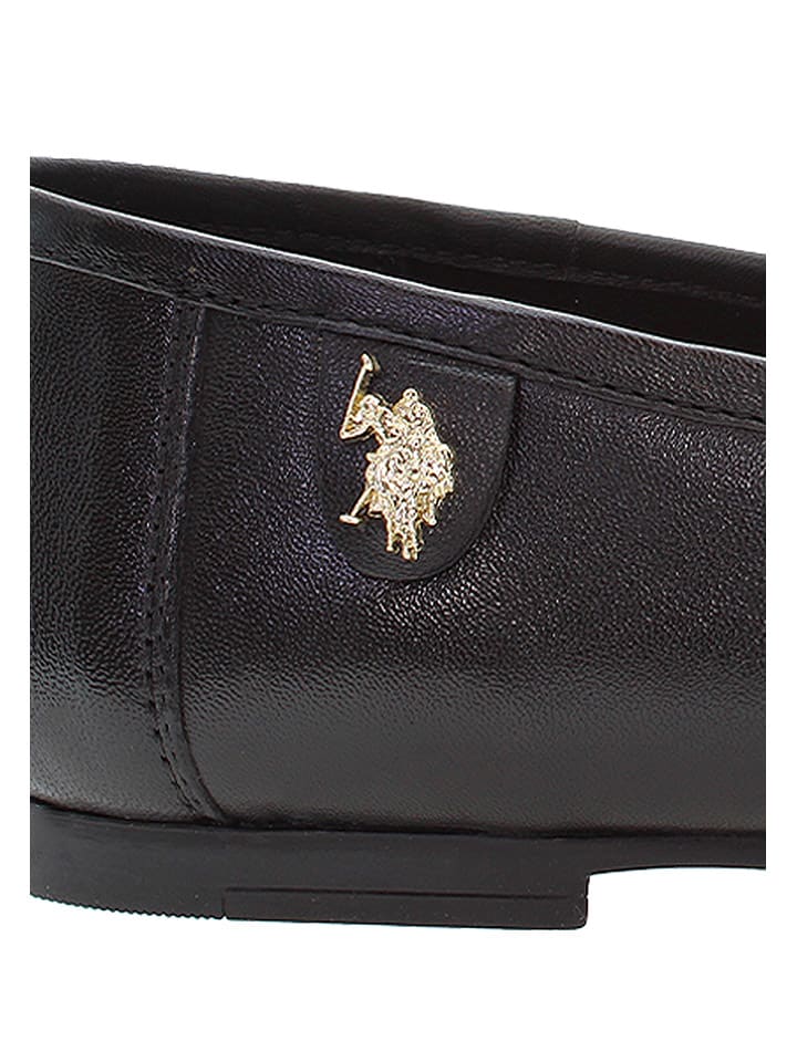 U.S. Polo Assn. Leder-Mokassins in Schwarz günstig kaufen