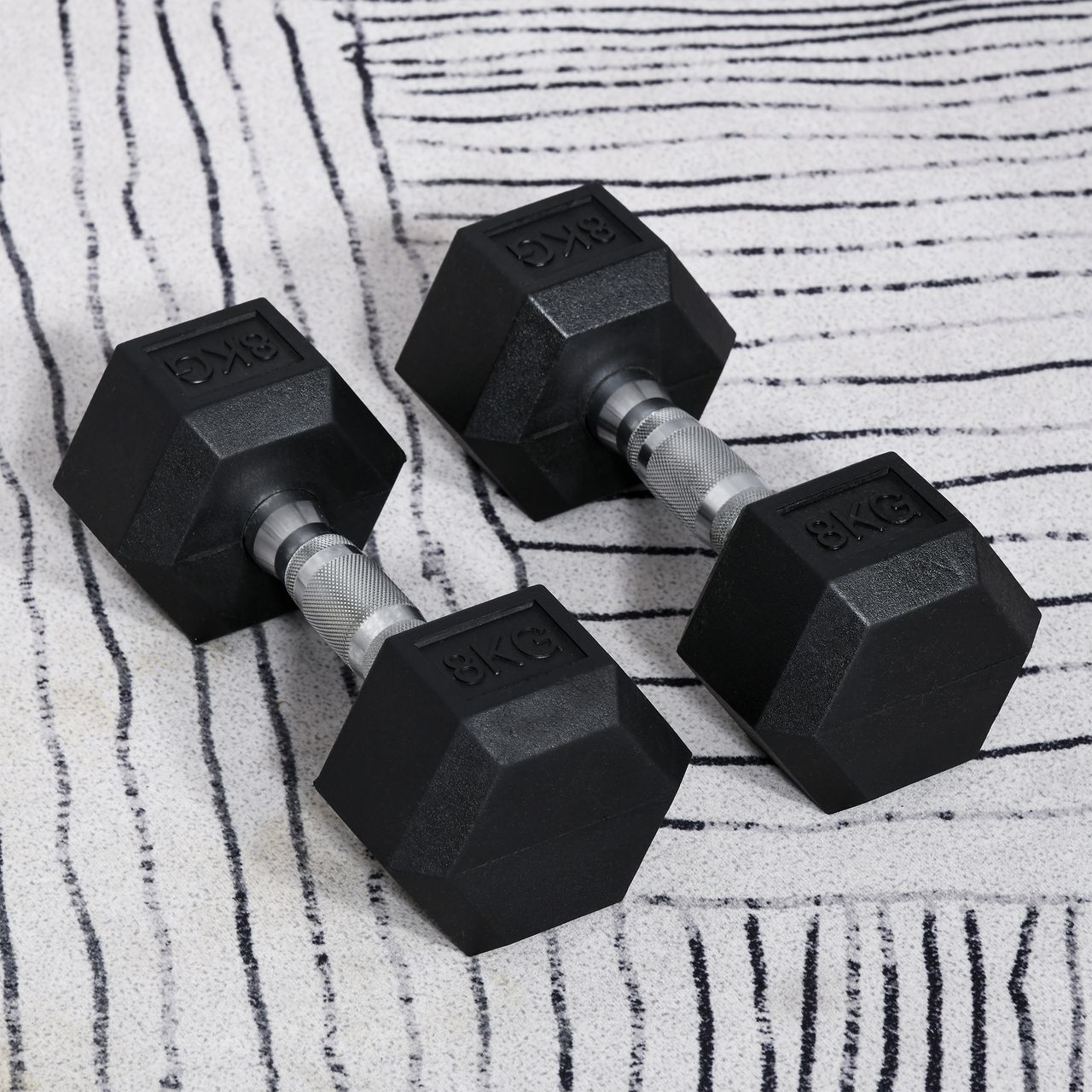 HOMCOM 2er-Set Gummi-Hantel Fitness Hantel Kurzhantel für Trainingsraum schwarz 8 KG