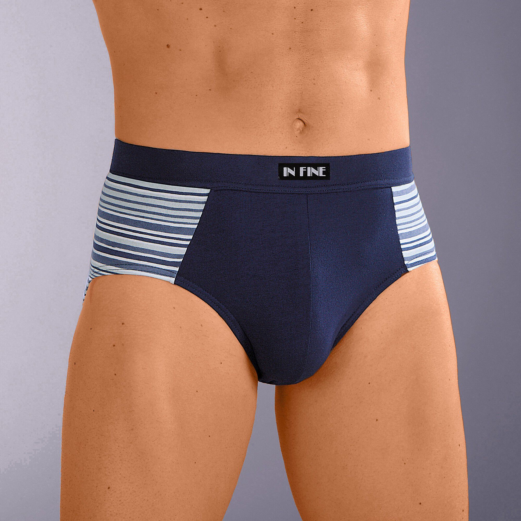 Slip fermé élastiqué taille haute rayures fil teint