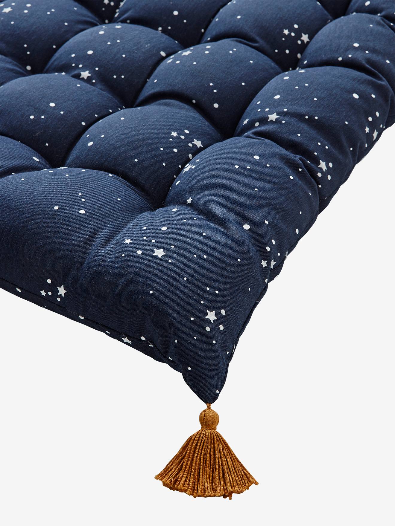 Matelas de sol avec pompons bleu foncé