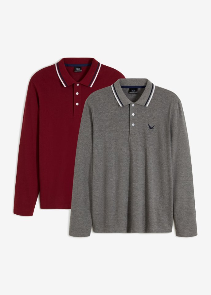 Poloshirt, Langarm (2er Pack)