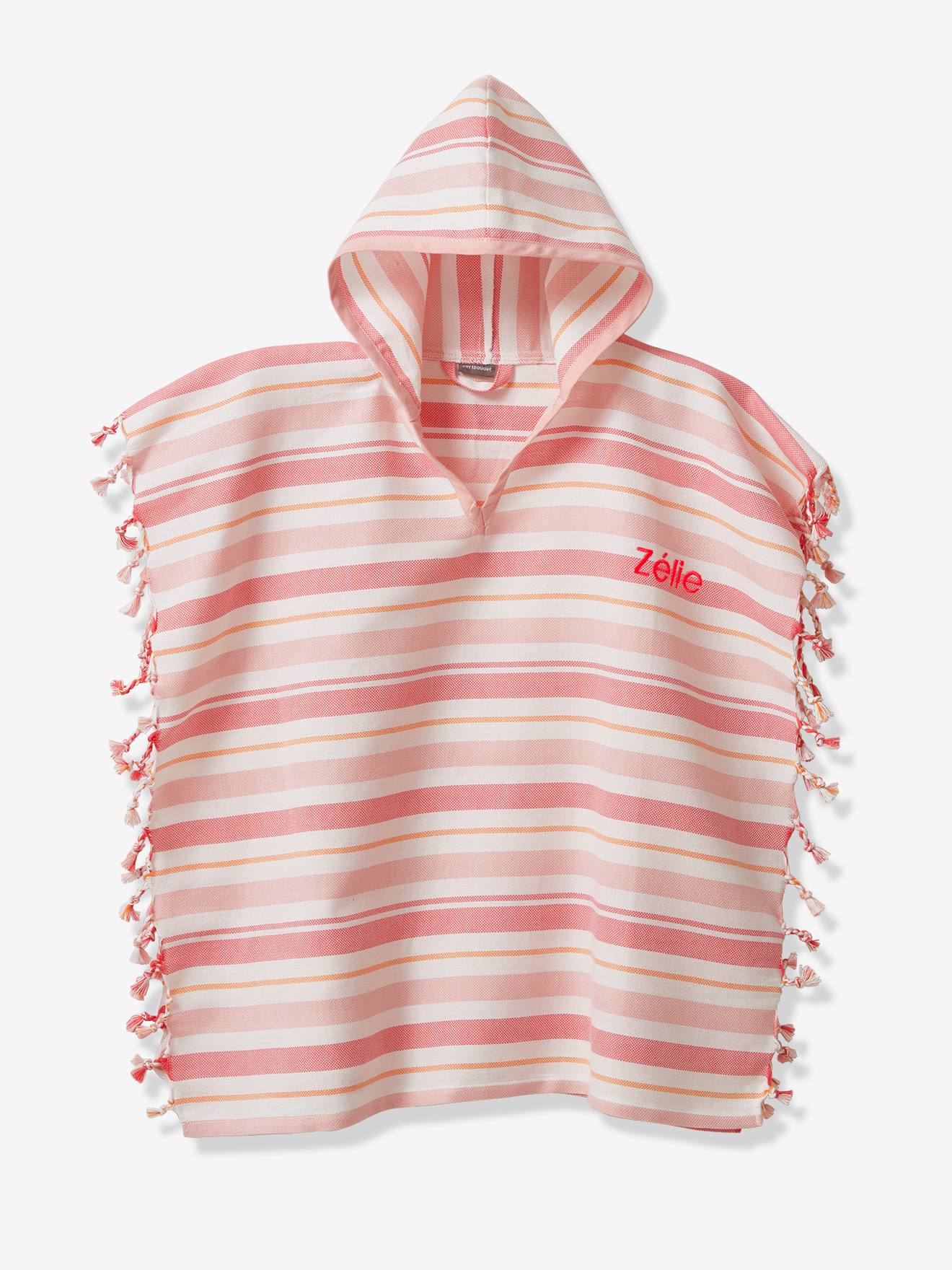 Poncho enfant fouta rayé personnalisable rayé bleu