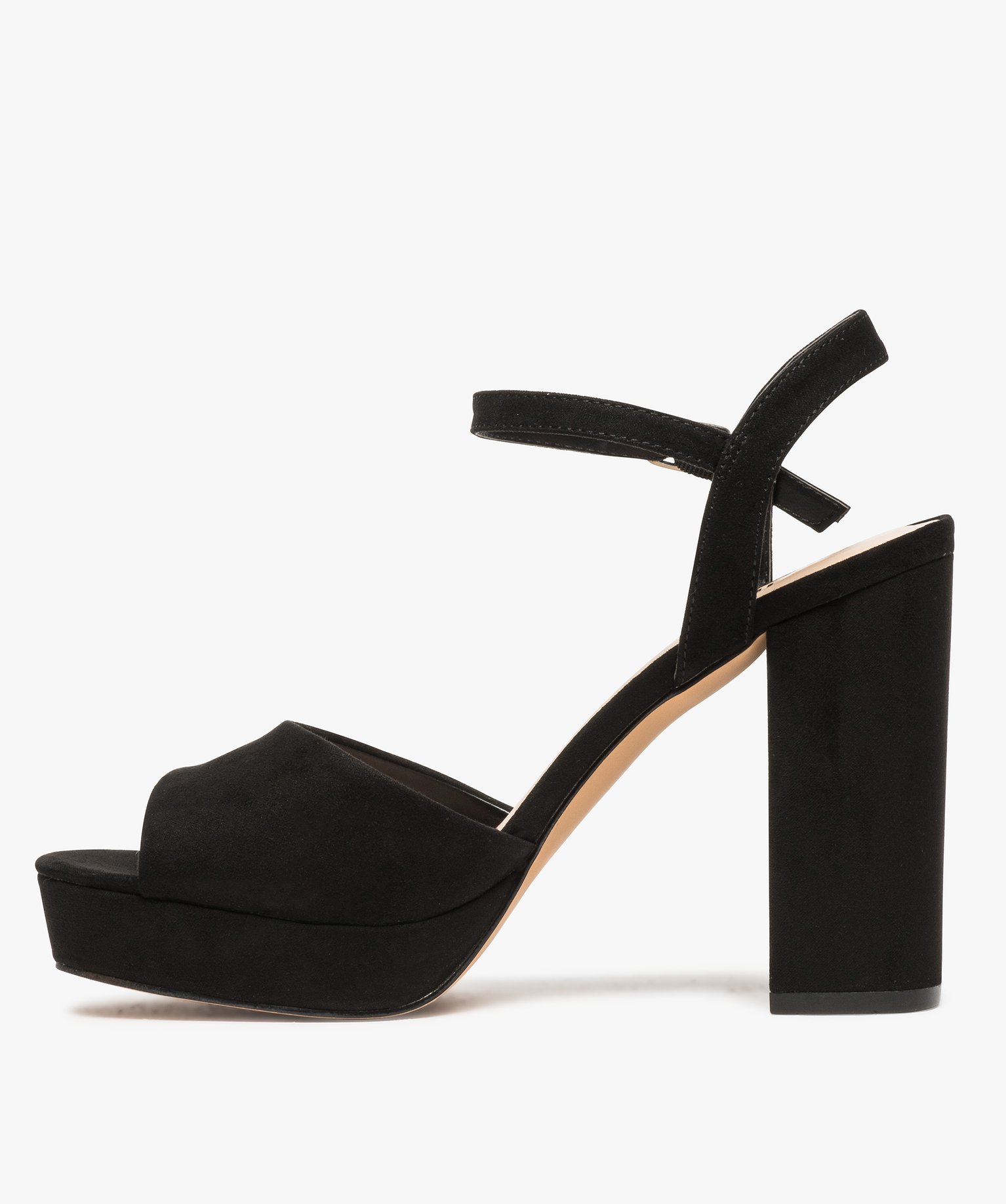 Sandales femme à talon haut et plate-forme noir | GEMO