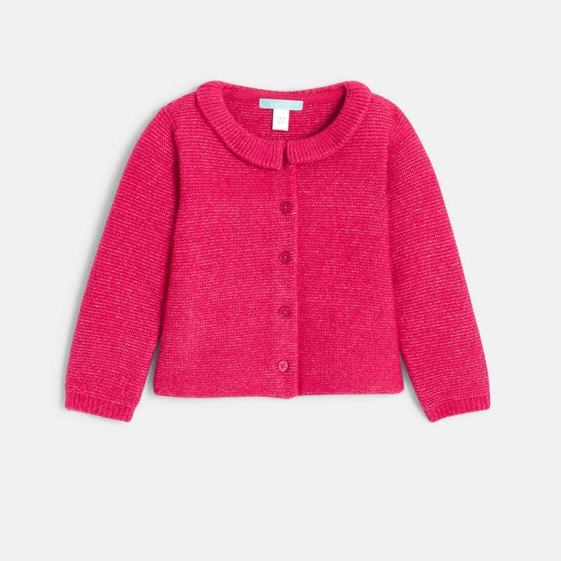 Gilet maille tricot irisée rose bébé fille