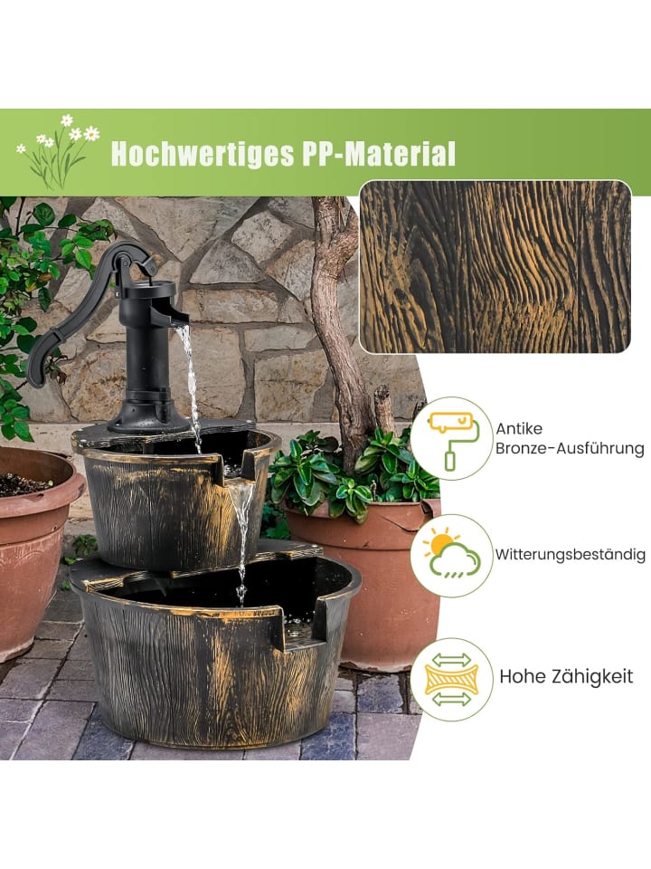 COSTWAY Gartenbrunnen mit Wasserpumpe in Bronze günstig kaufen onesize