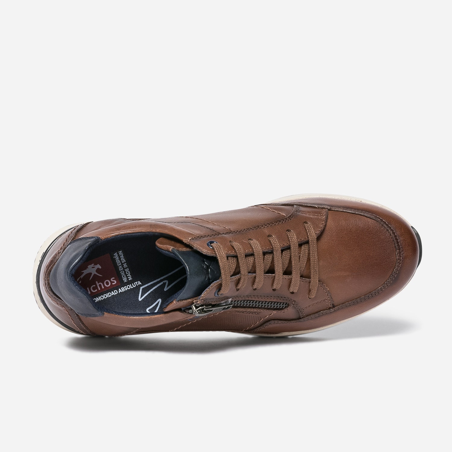 Tennis FLUCHOS marron en cuir avec zip