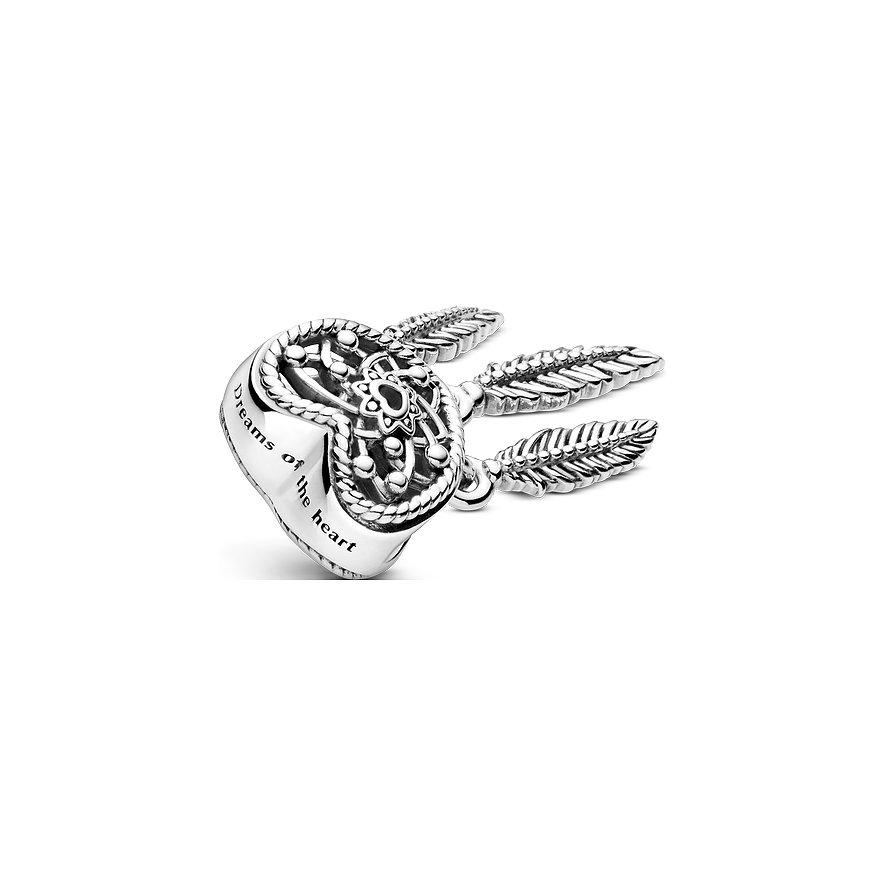 Pandora Charm Moments Offen gearbeitetes Herz & drei Federn Traumfänger