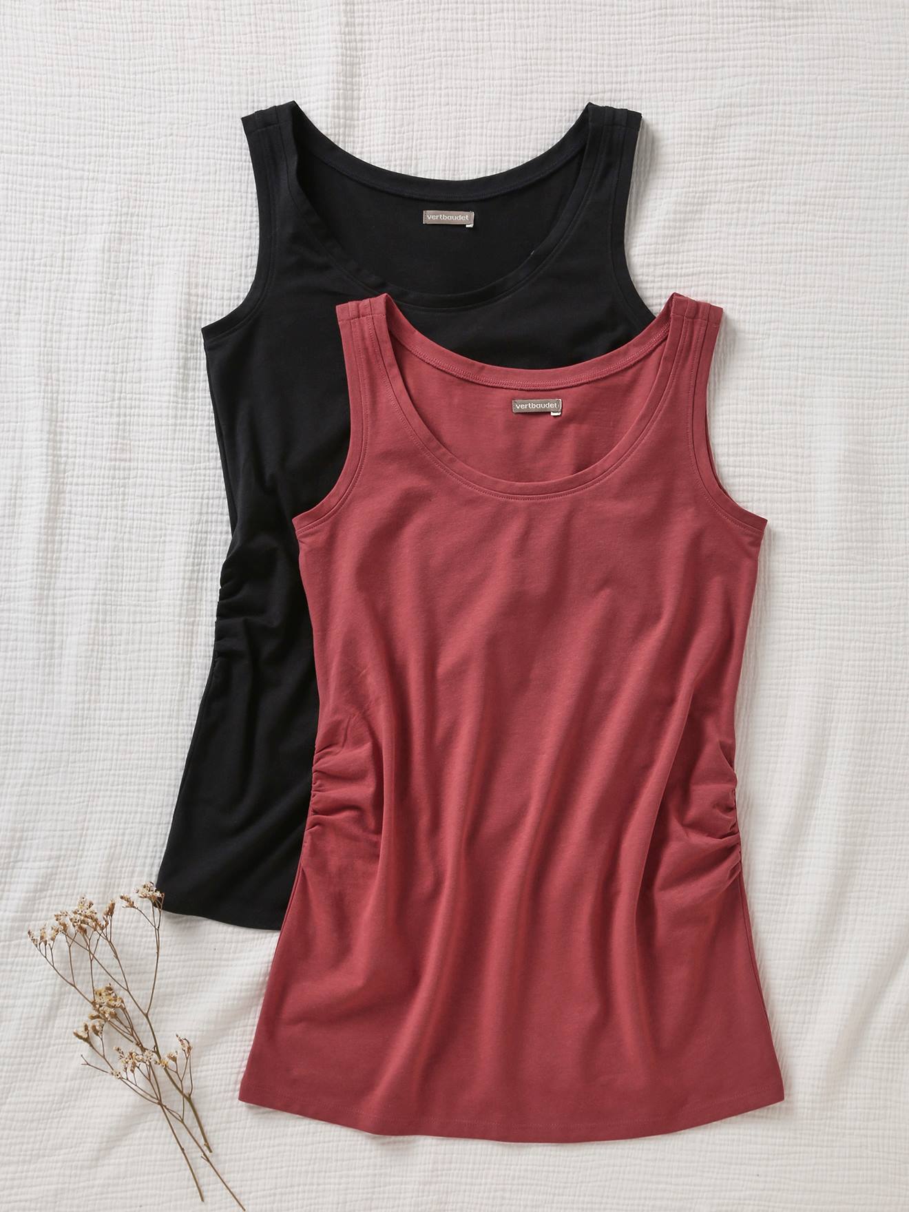 Lot de 2 débardeurs grossesse et allaitement lot rouge et gris