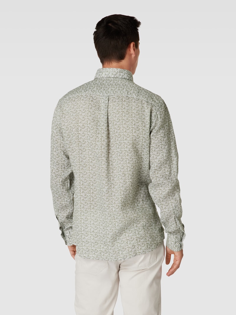 Freizeithemd mit Button-Down-Kragen in olivgrün