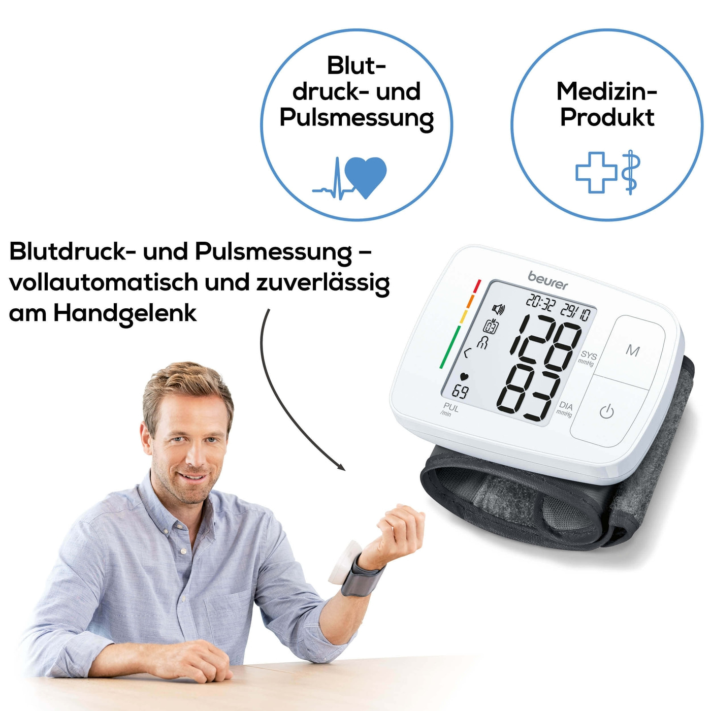 Beurer sprechendes Handgelenk-Blutdruckmessgerät BC 21-Handgelenk-Blutdruckmessgerät mit Sprachausgabe