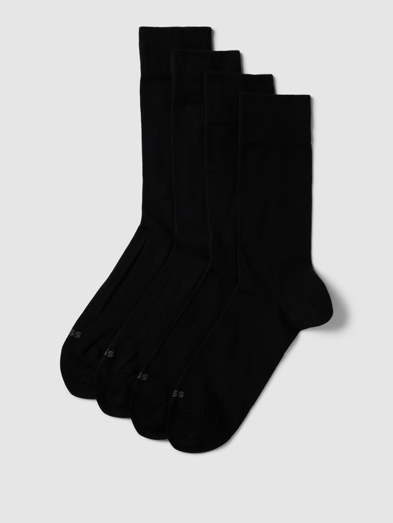 Socken mit Label-Detail im 4er-Pack in schwarz