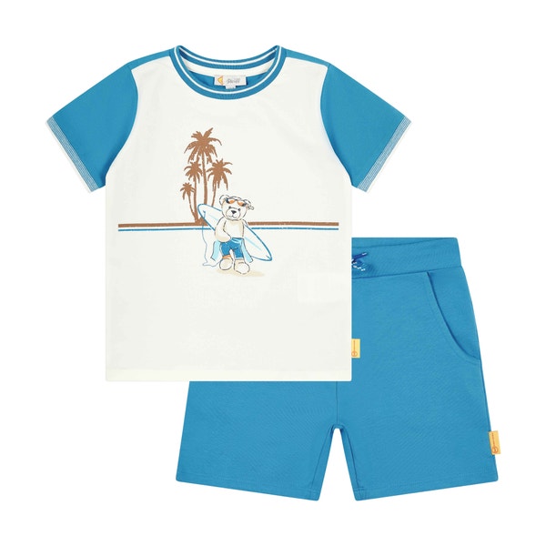 Set Shorts + T-Shirt, mittelblau für Jungs