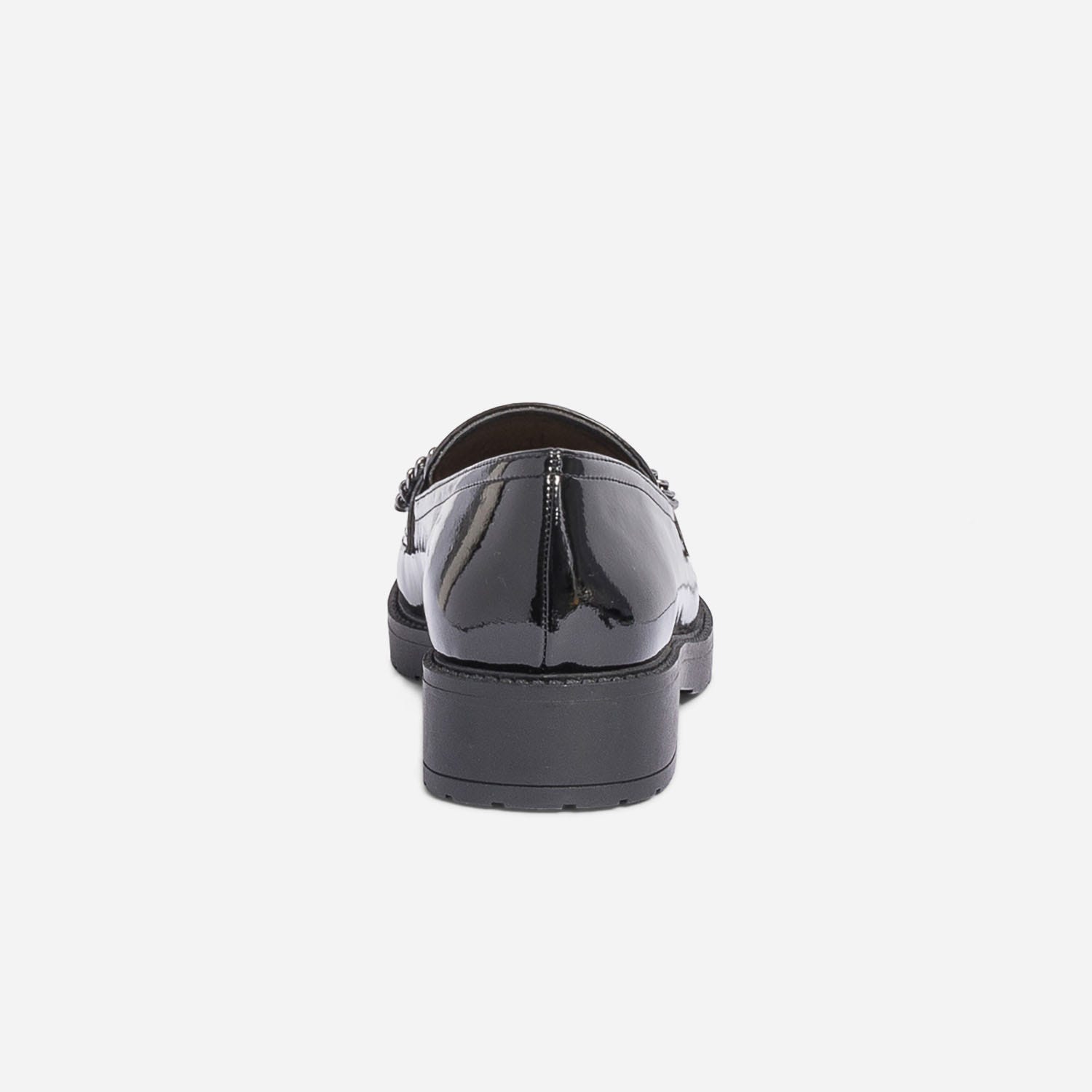 Mocassin TEXTO noir verni avec bijou