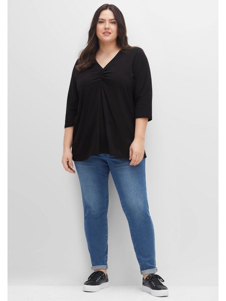 sheego Shirt in schwarz günstig kaufen 44-46