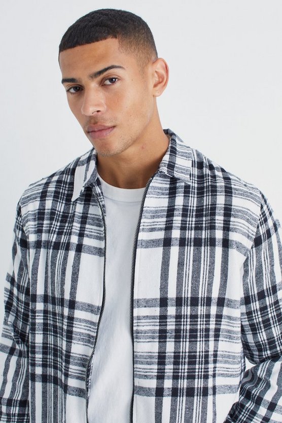 Long Sleeve Check Zip Overshirt