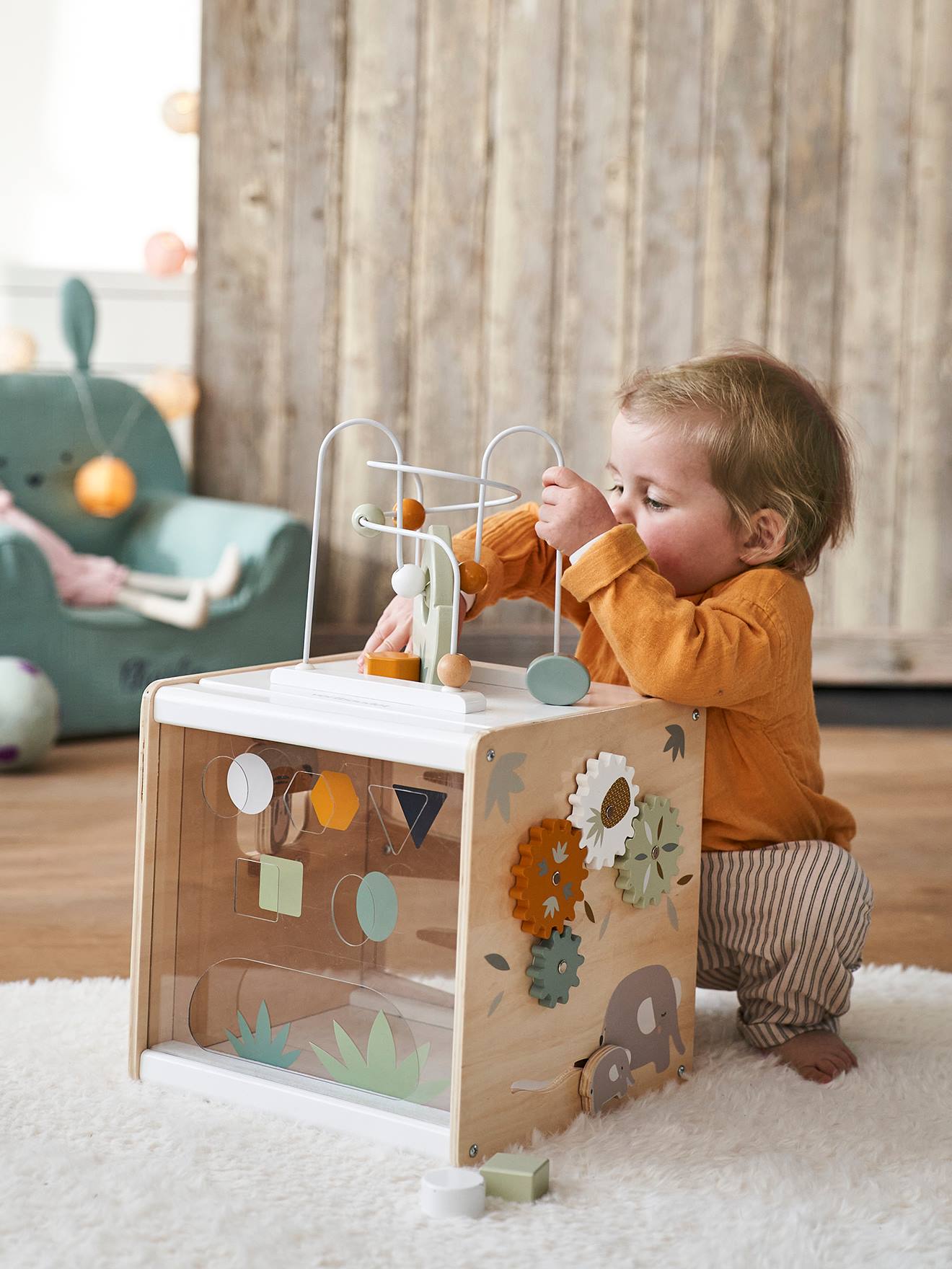 Grand cube multi-activités HANOÏ en bois FSC® multicolore