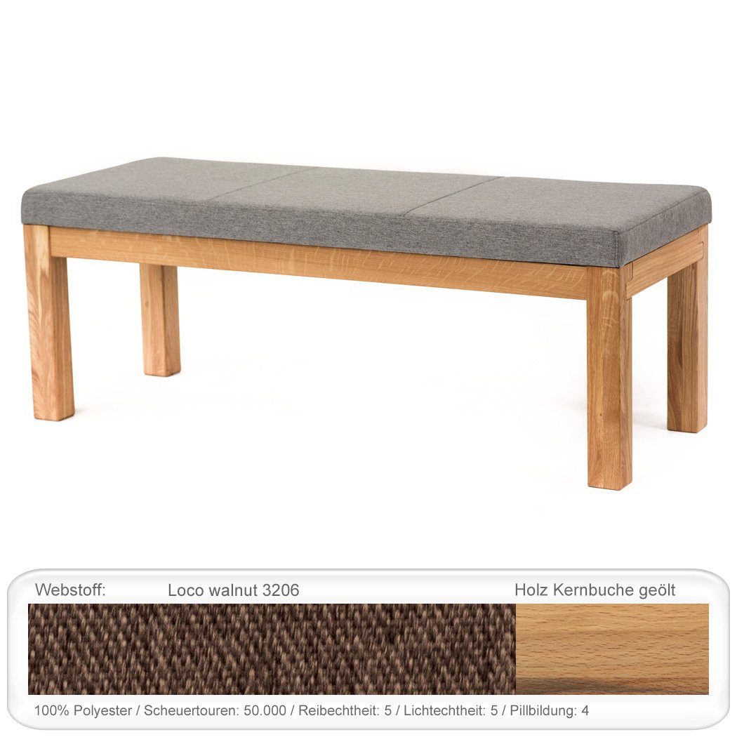 expendio Eckbankgruppe Grover XL, (komplette Tischgruppe, Spar-Set, 4-tlg), Tisch Kernbuche + Eckbank / Polsterbank Calla + Stuhl Cordia walnut