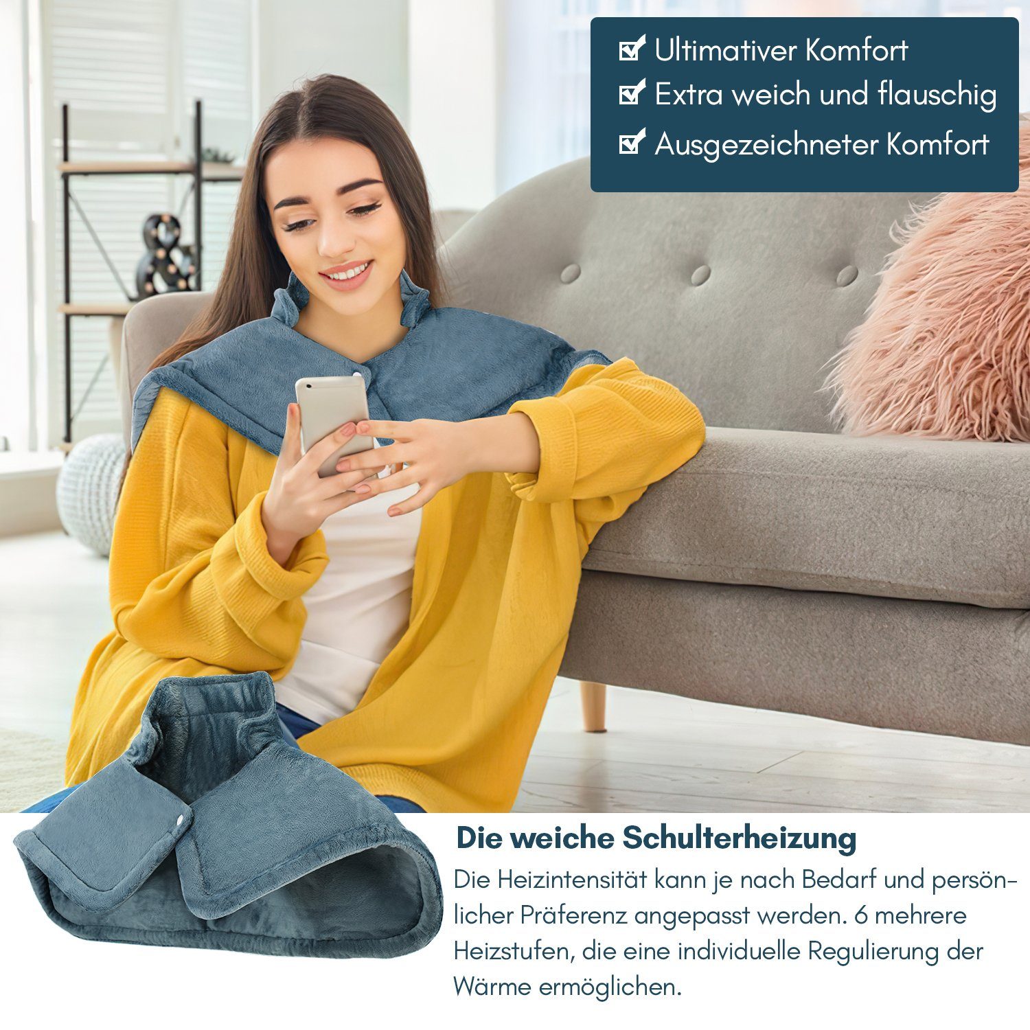 Gimisgu Heizkissen Elektrisch Wärmekissen Nacken Rücken Schulter Heizdecke Dunkelgrau
