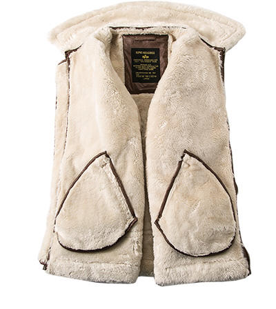 ALPHA INDUSTRIES, Jacke, Lederimitat Kunstfell, kastanienbraun