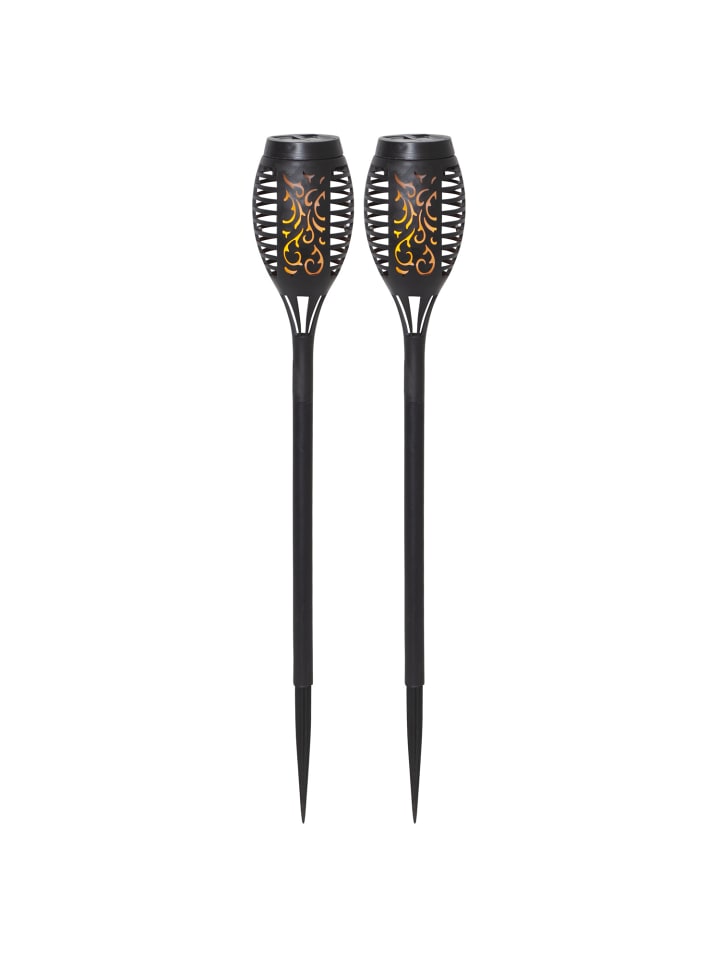 MARELIDA 2er Set LED Solar Gartenfackel mit Flammeneffekt H: 40cm in schwarz günstig kaufen onesize