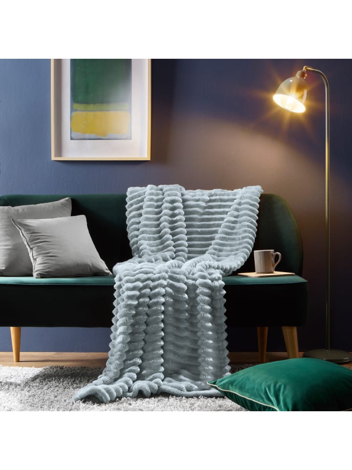 Erwin Müller Fleece, Microfaser Wohndecke 2er-Pack Aosta in silbergrau günstig kaufen